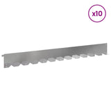Lawn Edging 10 pcs 102 x 10 x 4 cm Steel Silver 8008754