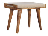 Solid Wood Boucle Cream Tray Style Footstool, Upholstered, Nordic Legs, Beige and Brown B2743P402989