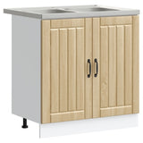 ZNTS Kitchen Cabinet 'Lucca'with Double Sinks in Sonoma Oak Engineered Wood 3315014