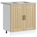 ZNTS Kitchen Cabinet 'Lucca'with Double Sinks in Sonoma Oak Engineered Wood 3315014