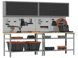 Work Bench Set 8 pcs Black and Grey Powder-Coated Steel 3321500
