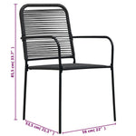 ZNTS 5 Piece Outdoor Dining Set Cotton Rope and Steel Black 48569