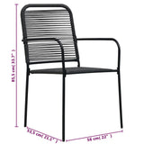 ZNTS 5 Piece Outdoor Dining Set Cotton Rope and Steel Black 48569