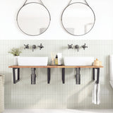 Basin Shelf Wall Mounted Steel and Solid Wood Acacia 3302903