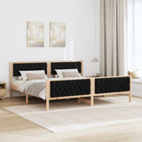 Bed Frame with Headboard Black 200 x 200 cm Solid Pine Wood 3394270
