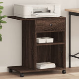Printer Stand with Wheels Brown Oak 60x40x68.5 cm 840645