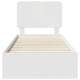 Bed Frame with Headboard White 75 x 190 cm Engineered Wood 3412846