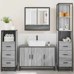 ZNTS 4 Piece Bathroom Furniture Set Grey Sonoma Engineered Wood 3301283