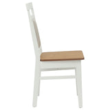Dining Chair 2 pcs White and Natural Solid Rubber Wood 42020506