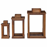 Lantern 3 pcs Natural Mahogany Wood 42012367