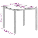 Garden Table with Glass Top White 90x90x75 cm Poly Rattan 368123