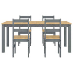 ZNTS 5 Piece Dining Set Panama Grey Solid Wood Pine 3345189