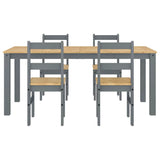 ZNTS 5 Piece Dining Set Panama Grey Solid Wood Pine 3345189