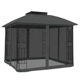 Gazebo with Double Roof and Mesh Walls Anthracite 2.94x2.94 m Steel 368455
