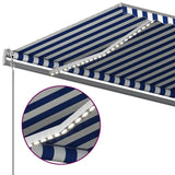 Manual Retractable Awning with LED 6x3 m Blue and White 3070201