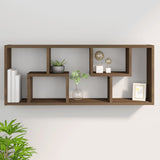 Wall Shelf Brown Oak 36x16x90 cm Engineered Wood 815848
