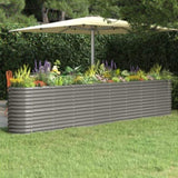 Garden Raised Bed Galvanised Steel 332x40x68 cm Grey 318909
