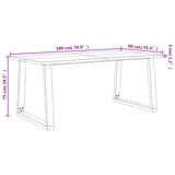 ZNTS Dining Table with Live Edge 180x90x75 cm Solid Wood Acacia 353291