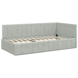 Corner Bed Frame Light Grey 100 cm x 200 cm Velvet 42016317