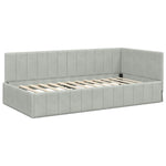 Corner Bed Frame with Headboard Light grey 100 x 200 cm Velvet 42016317