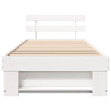 Bed Frame with Headboard White 100 x 200 cm Solid Pine Wood 872498