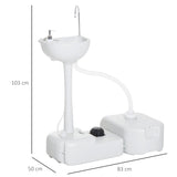 Portable Camping Sink with Running Water and Wastewater Tank, Hand Wash Basin with Rolling Wheels, T3398P348687