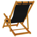 ZNTS Folding Beach Chair with Armrests Black Acacia Wood & Textilene 4108066