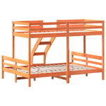 ZNTS Bunk Bed without Mattress 90x200/140x200 cm Wax Brown Solid Wood 3207176