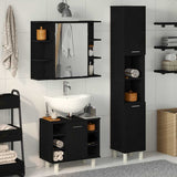 Bathroom Furniture Set with Door 3 pcs Black 30 x 30 x 179.5 cm 3333049