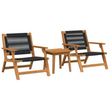 Garden Chairs with Table 3 pcs Black Solid Acacia Wood 3214437