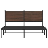 Metal Bed Frame without Mattress Brown Oak 137x190 cm 4007764