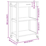 Kitchen Trolley MONZA Black 60 x 40 x 88.5 cm Solid Pine Wood 42027036