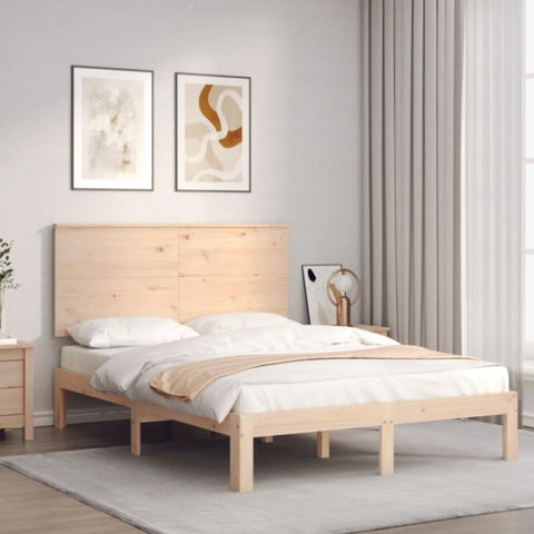 ZNTS Bed Frame without Mattress 140x200 cm Solid Wood Pine 3193661