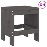 5 Piece Garden Dining Set Grey Solid Wood Pine 3157711