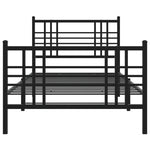 ZNTS Metal Bed Frame without Mattress with Footboard Black 90x190cm 376334