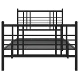 ZNTS Metal Bed Frame without Mattress with Footboard Black 90x190cm 376334