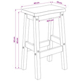 High Bar Stool EKAI 2 pcs Black 40 x 29 x 63 cm Solid Pine Wood 42037015