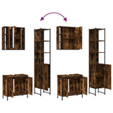 3 Piece Bathroom Cabinet Set Smoked Oak Engineered Wood 3214742