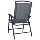 Chair Set of 2 Grey Textilene Medium Foldable Chair 47922