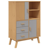 Highboard OLDEN Grey and Brown 85x43x125 cm Solid Wood Pine 358616
