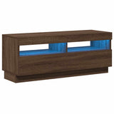 TV Cabinet with LED Lights Brown Oak 100x35x40 cm 815722