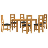 Dining Set 7 pcs Black Solid Oak Wood 3430379