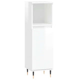 Bathroom Cabinet High Gloss White 30x30x100 cm Engineered Wood 831550
