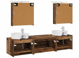 Bathroom Furniture Set 5 pcs Old Wood Engineered Wood and Glass 3406877