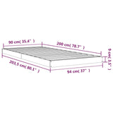 Bed Frame without Mattress White 90x200 cm Solid Wood Pine 823460