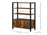 Industrial Bookshelf, Storage Cabinet with 3-Tier with Doors, for Home Office, Living Room Rustic T3398P329938