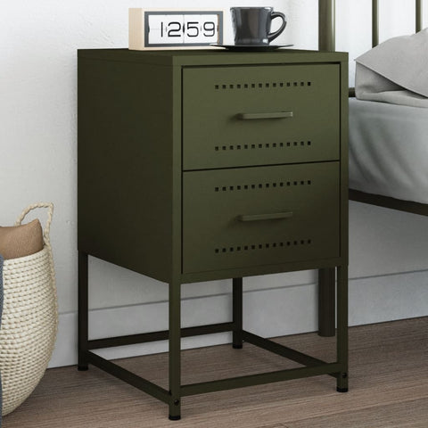 ZNTS Bedside Cabinet Olive Green 36x39x60.5 cm Steel 846466