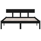 Bed Frame without Mattress Black Solid Wood Pine King Size 810156