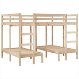 Triple Bunk Bed Frame 140x200/70x140 cm Solid Wood Pine 3308577