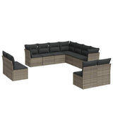 11 Piece Garden Sofa Set with Cushions Grey Poly Rattan 3217820